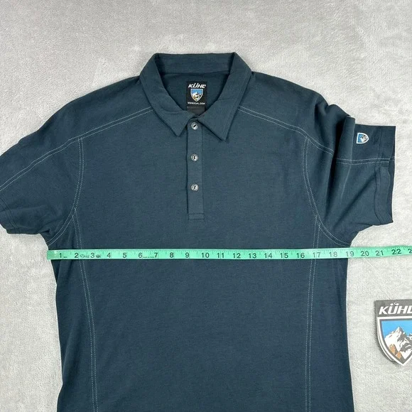 Kuhl Skor Polo Shirt Mens Small Deep River Blue Supima Cotton Casual Outdoors - Picture 9 of 12